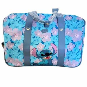 Disney Hawaiian Floral STITCH 20" Blue Rolling Duffle Bag Luggage NWT Bioworld‎